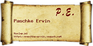 Paschke Ervin névjegykártya